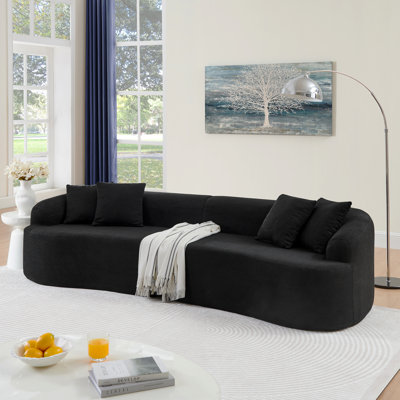 Canapé modulaire incurvé modulaire en tissu de laine d'agneau, style minimaliste moderne, comprimé (aucun assemblage requis), confortable pour le salon et la chambre à coucher