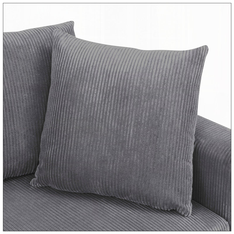6 - Piece Modular Corduroy Sectional Sofa, Gray Corduroy