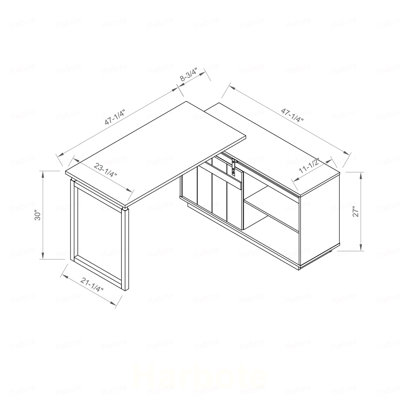 L-Shaped MDF Particle Board / Chipboard Standing Desk