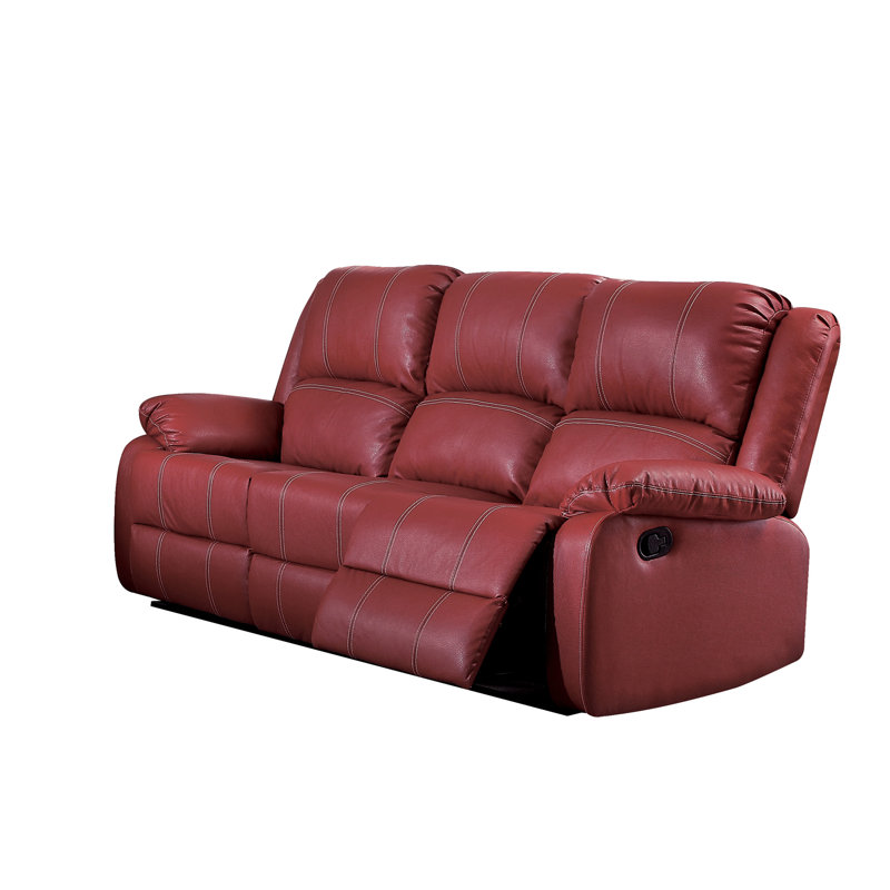 Canapé en cuir synthétique Zuriel, H 41 po x l 78 po x P 39 po, Rouge