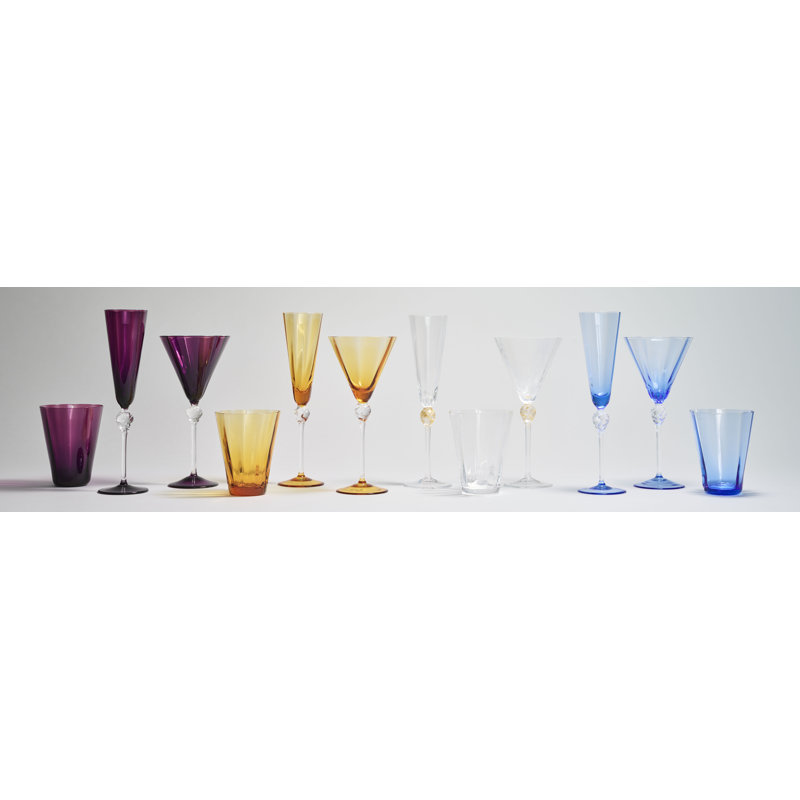 Daphne Wine Glass, Clear/Gold
