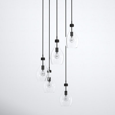 Breece 5 Light Glass Dimmable Pendant