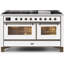 ILVE UM15FDNS3BGG Majestic II 60 inch Dual Fuel Range with 9 Burners, Griddle (Natural Gas, Triple Glass Door, Blue Grey, Brass)-1199178756-1199178804