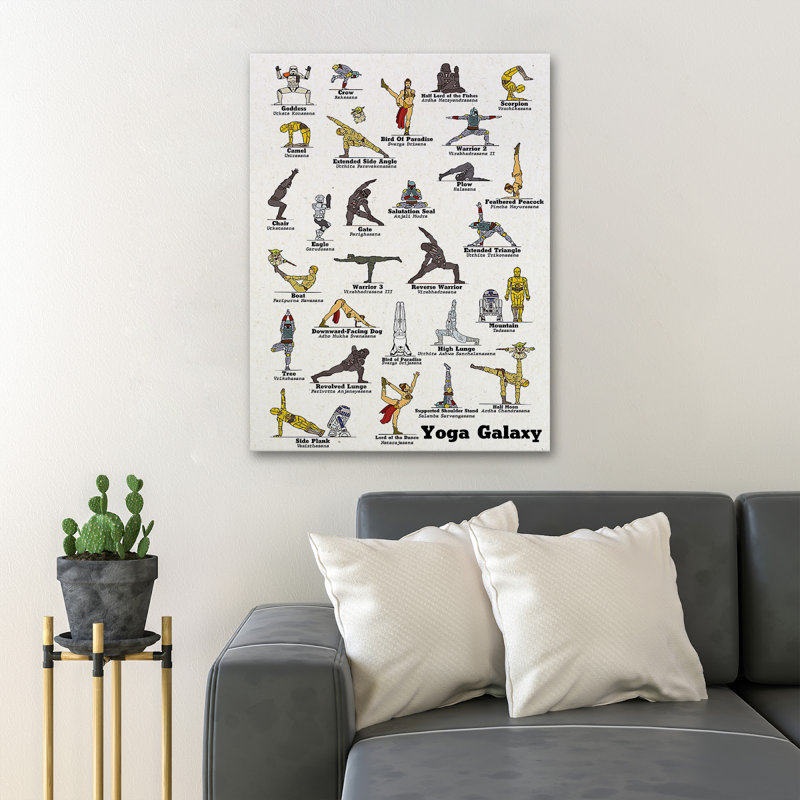 «Many Yoga Postures - Yoga Galaxy», reproduction d'art graphique sur toile tendue, H 14 po x l 24 po x P 2 po