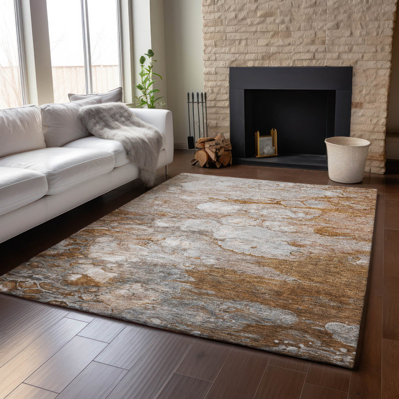 Tapis terre cuite lavable à la machine Premium Prisco, Rectangulaire 3 pi x 5 pi