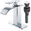 Robinet de lavabo de salle de bain chromé 2 ensembles robinet de lavabo cascade avec poignée simple avec bonde