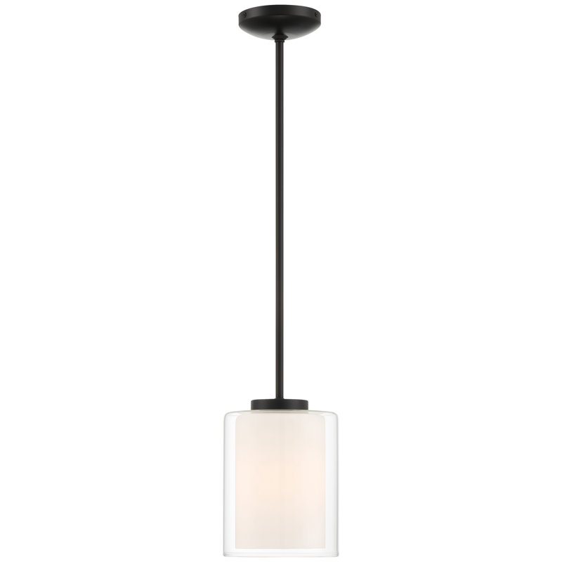 Luminaire suspendu cylindrique simple à 1 lumière Nazier, Noir mat