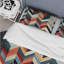 Ensemble de housse de couette en microfibre à chevrons géométriques rouge clair et bleu orange / bleu sarcelle-1951482589