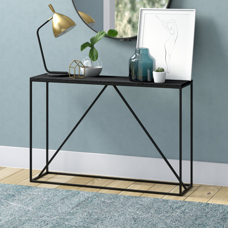 Console Table, 76 H x 114 W x 30 D cm, Black Grain