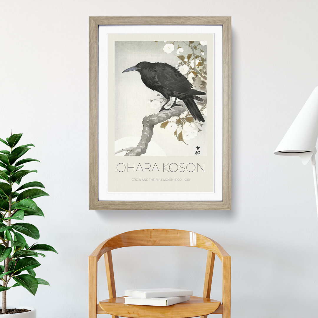 A Crow on the Blossom Tree by Ohara Koson - Picture Frame Painting