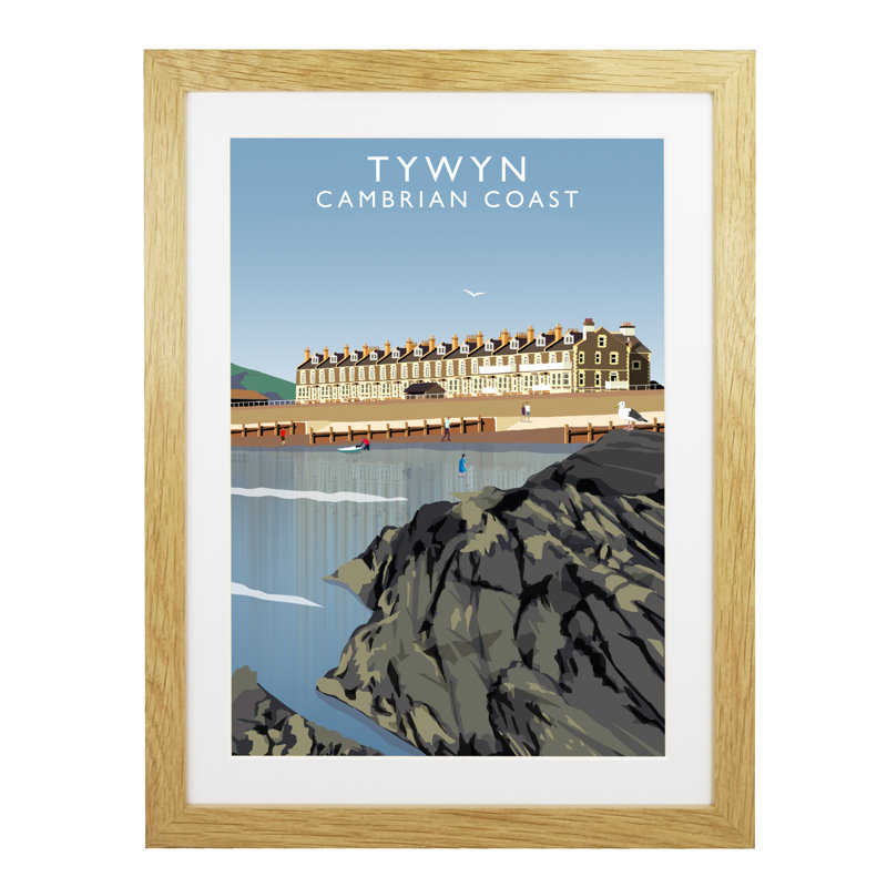 'Tywyn 2' by Richard O'Neil - Print, Oak Wood Frame, 43.5 cm H x 33.5 cm W x 2.2 cm D