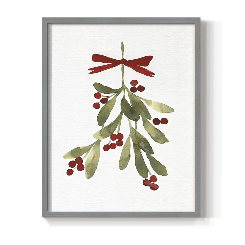 " Mistletoe Bow I ", 30" H x 24" W, Gray