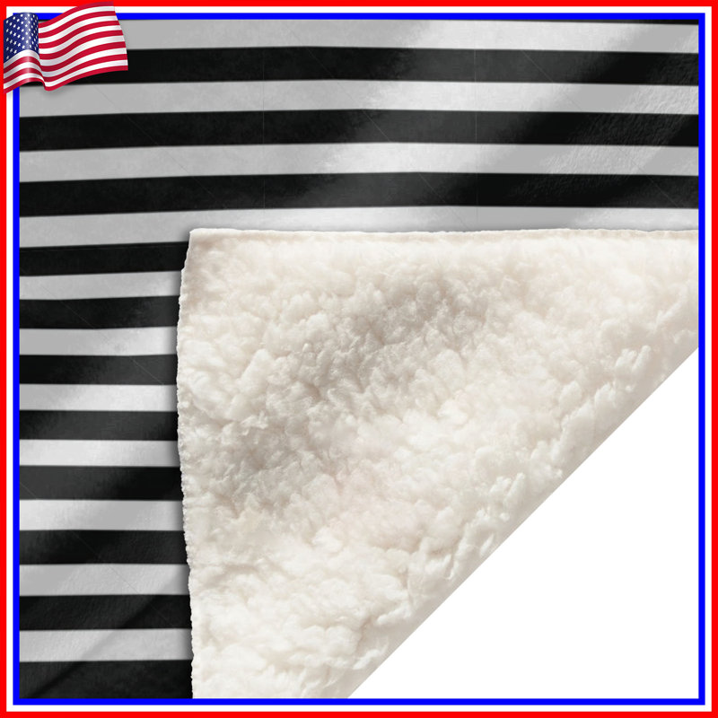 Stripes Fleece Throw Blanket - Pattern Throws for Sofas or Beds, 60" L x 51" W, Black Striped