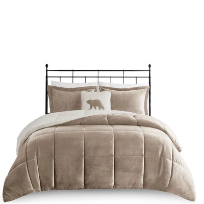 King Comforter - To , Taupe+, 18" Square Pillow Sham Matching Shams