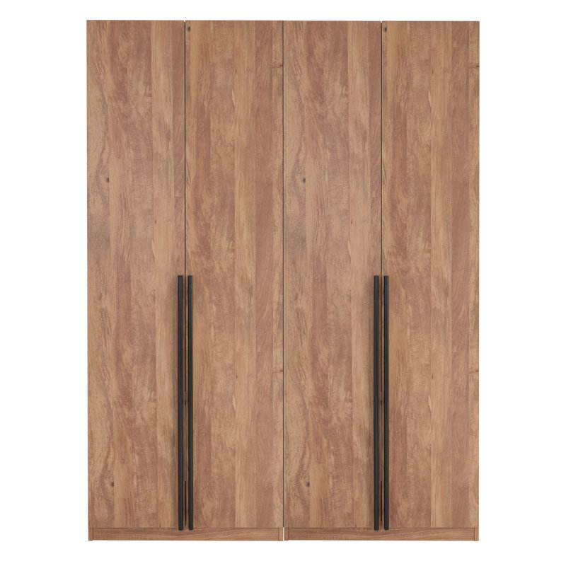 Armoire modulaire autoportante avec barre de suspension, tiroirs et tablettes Lee, Dorée