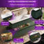 Meuble-lavabo suspendu de 122 cm (L) x 53 cm (P) avec comptoir en pierre, éclairage DEL intégré, design cannelé à deux niveaux, tiroirs à fermeture amortie, vert
