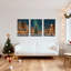 Ensemble de 3 tableaux muraux sur toile représentant une scène de village de Noël-121089064