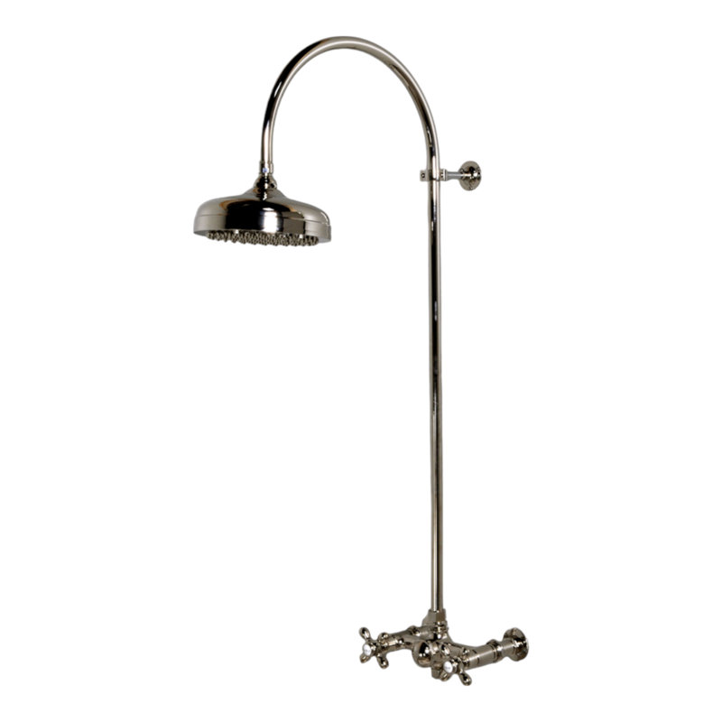 Système de douche exposé avec col de cygne (P1093) par Strom Living, Nickel poli