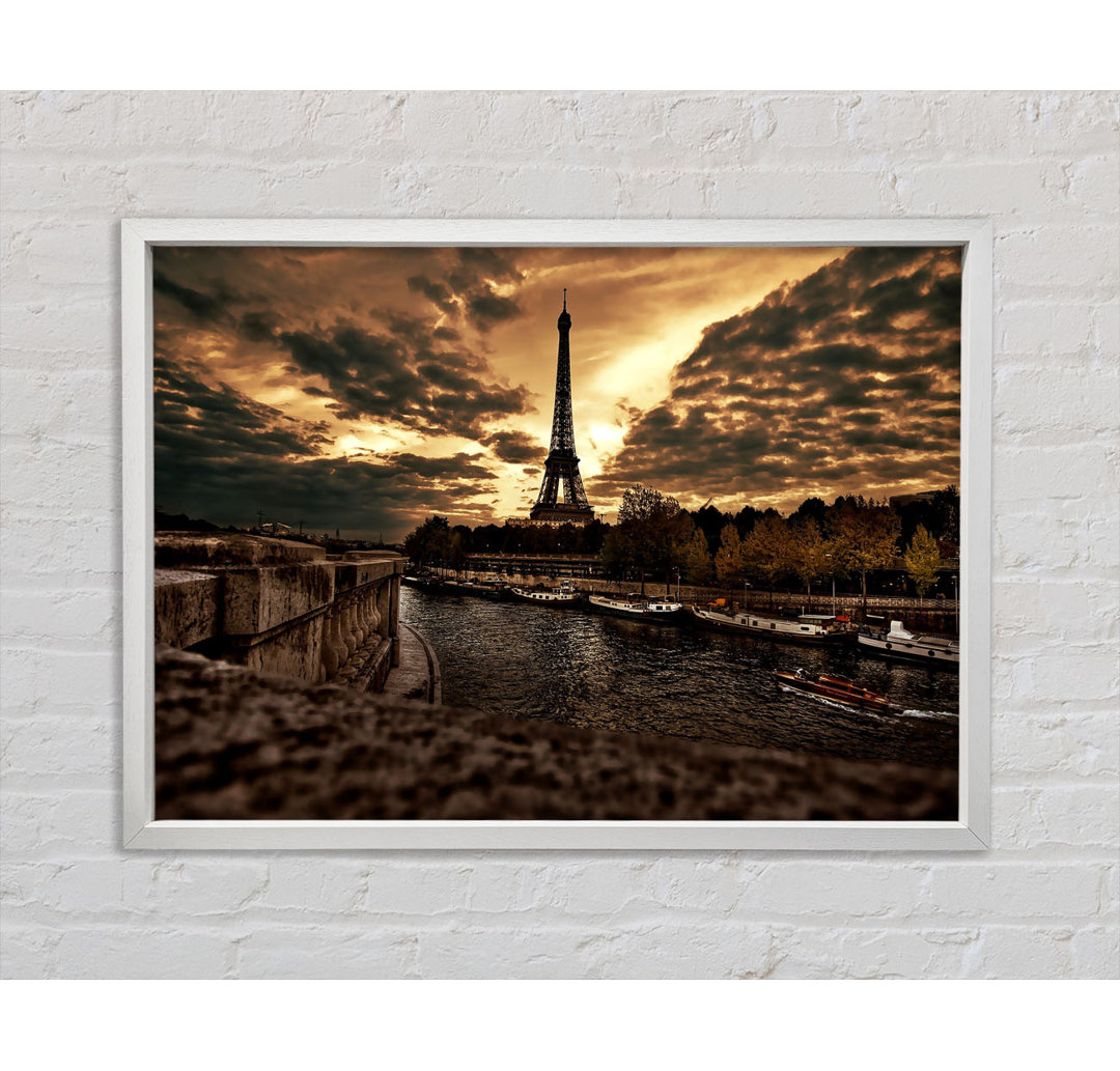 Eiffelturm Sepia-Wolken - Druck