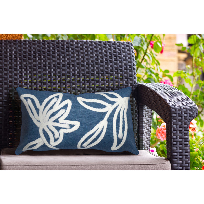 Vision I Embroidered Outdoor Throw Pillow, Blue
