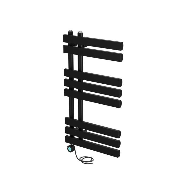 Calynne Designer Towel Rail Heated Towel Rails, 80cm H x 45cm W x 7.35cm D, Black