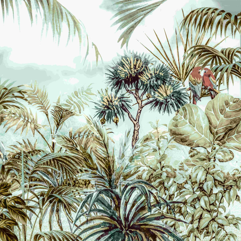 Paysage de la jungle - impression, H 12 po x l 12 po, Non, Toile tendue