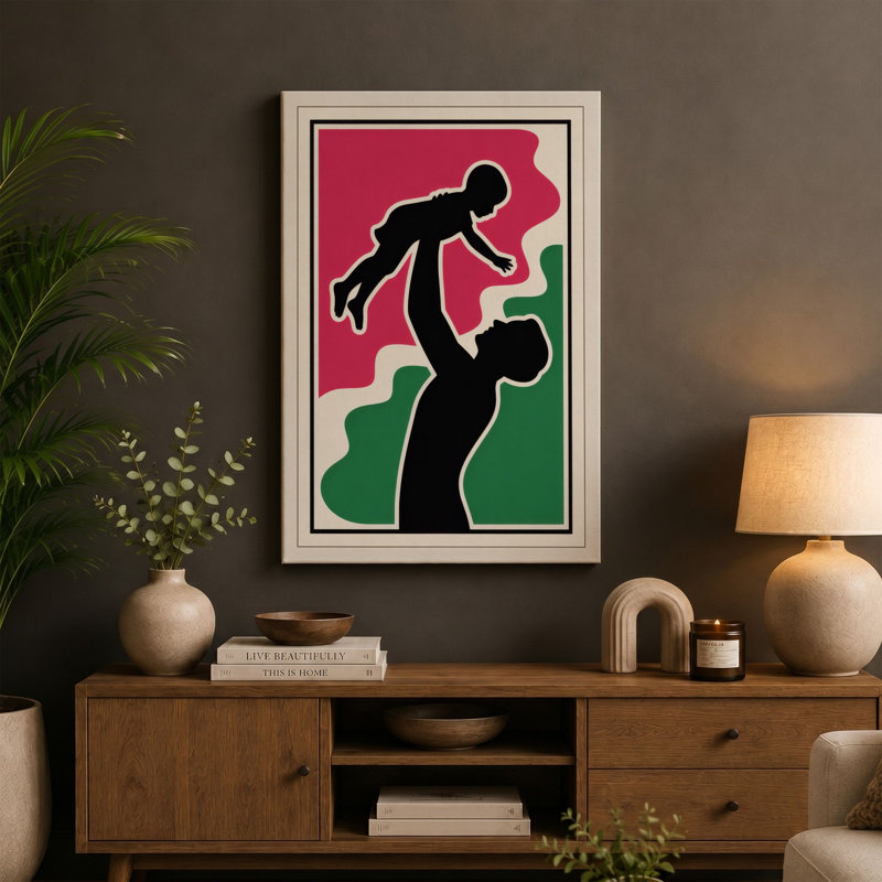 Moments of Play Mid-Century - Wrapped Canvas, 36x24 - 91.4 x 61.0 cm, Terracotta Border
