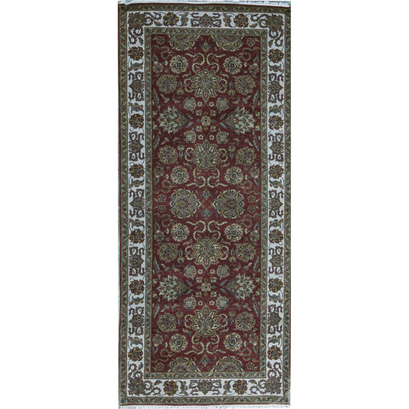 Wool Oriental Area Rug in Rust/Ivory
