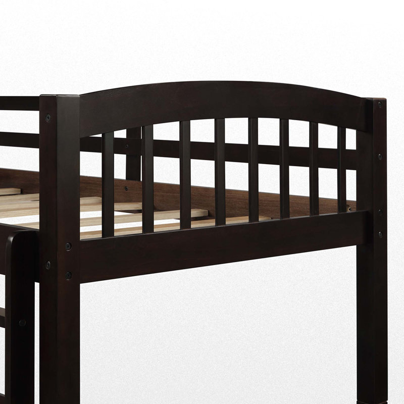 Feola Kids Twin Over Twin Bunk Bed with Trundle with Drawers, Espresso