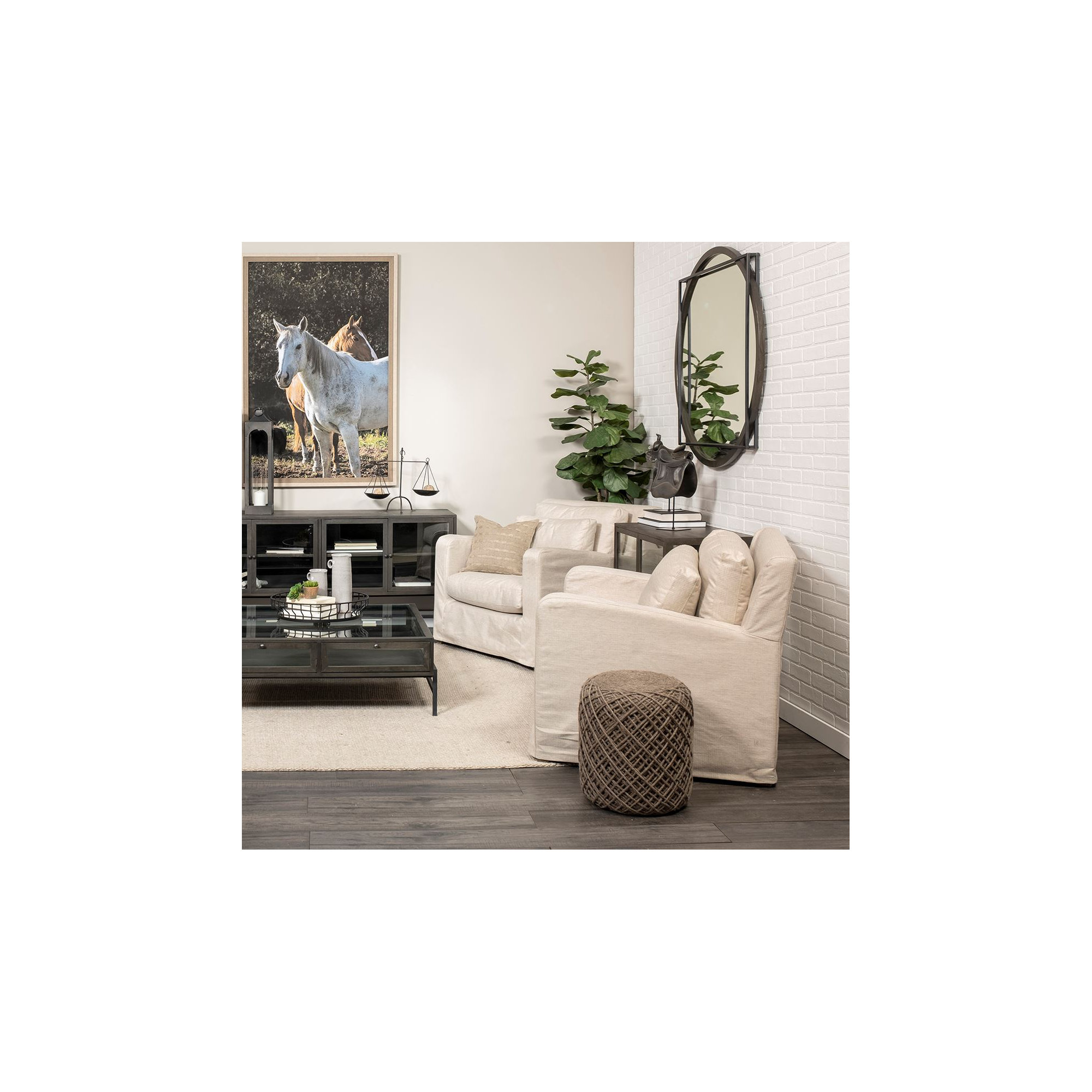 Rudolph Upholstered Pouf, Brown