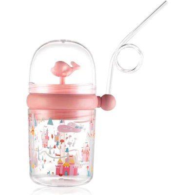 Water Bottle Whales Sippy Cup 260ml Cute Whales Fountainss Tumbler Leaks Proof Reusable Water Bottle With Straw For Party School Beach
