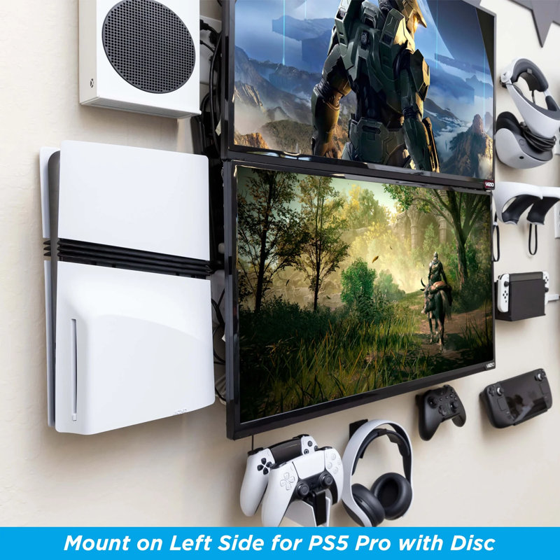 Hideit Mounts For Ps5 Pro And The Original Ps5! - Patented Wall Mount Kit For Playstation 5 - Keeps Your Console Cool - American Company - Quality Steel Mount For Ps5 And Ps5 Pro (not Ps5 Slim)