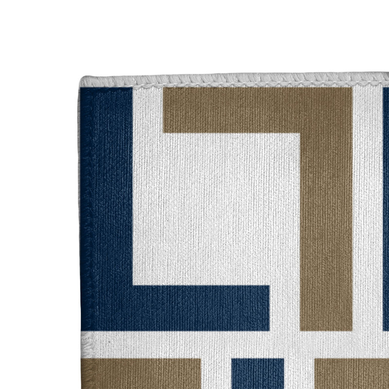 Tapis géométrique ivoire / bleu, Rectangle 8 pi x 10 pi