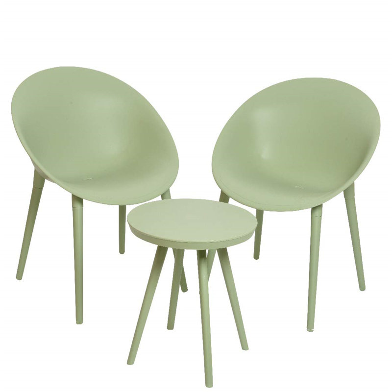 Outdoor Plastic Garden Patio And Deck Set - 2 Chairs And 1 Table (Green)
