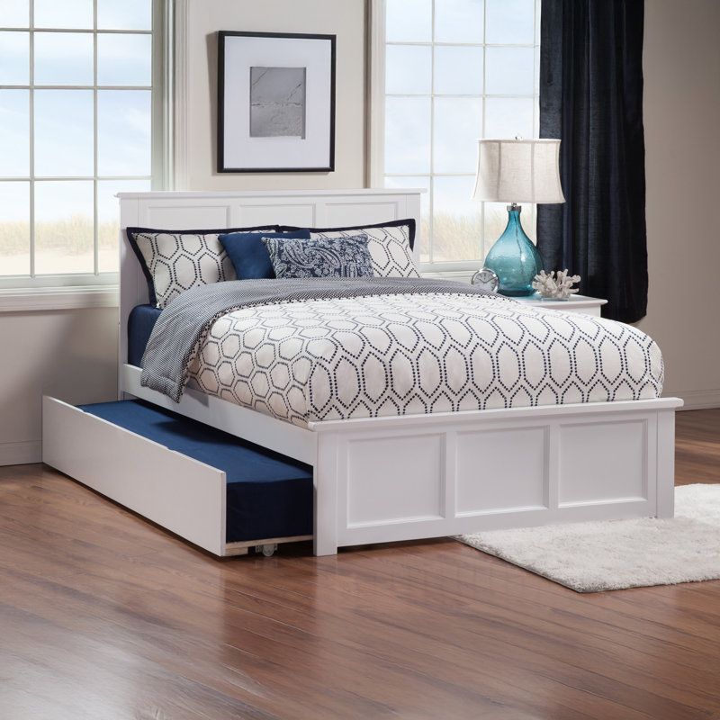 Amison Solid Wood Platform Bed with Matching Footboard and Trundle, White