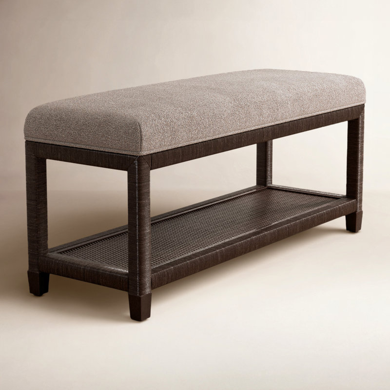 Sabal Bay Upholstered Storage Bench, Java, Beige Performance Fabric; 0851-73