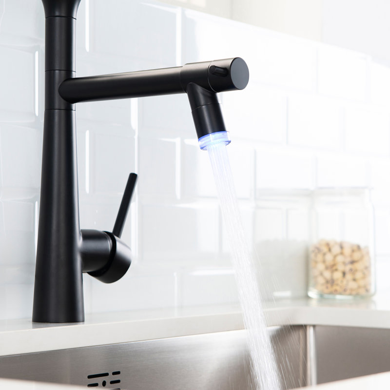 Pull Down Faucet For Kitchen - Heavy Duty Commercial, Matte Black With Single Handle Pre-Rinse Spring Commercial Style Construction
