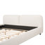 Lit plateforme capitonné bouclé, de format king, avec tête de lit incurvée de 20 cm d'épaisseur, pieds arrondis en hévéa massif et lattes en bois, sans sommier, beige-474325038
