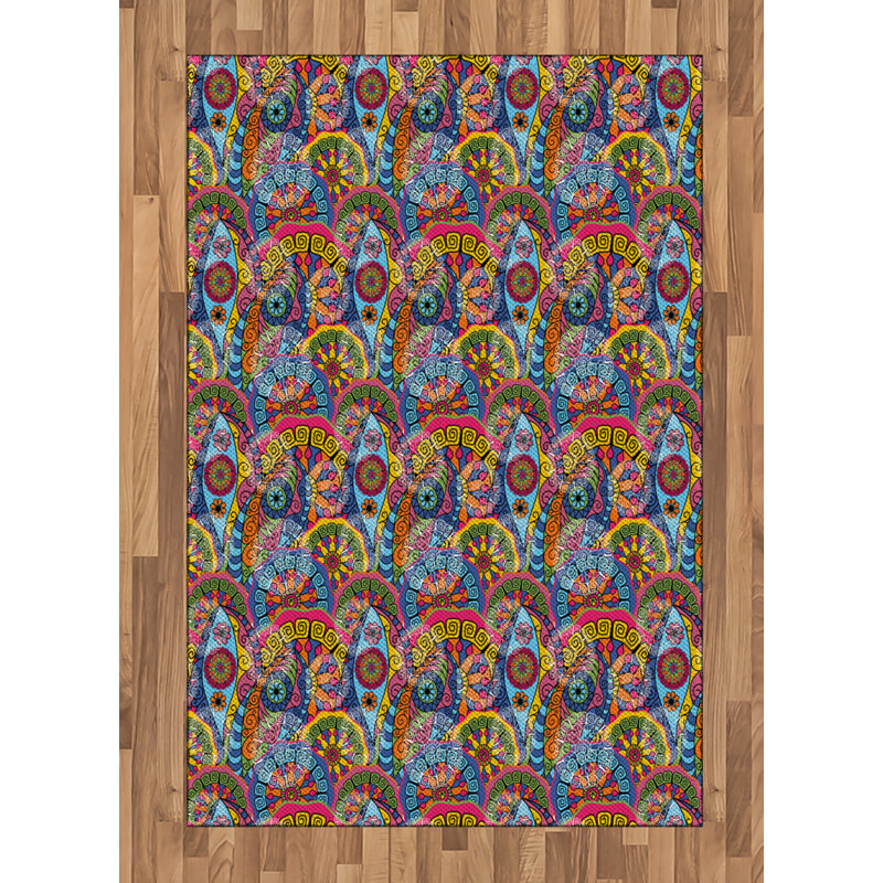 Floral High Density Long Fiber Poly Threads Decorative Area Rug Carpet, Rectangle 4' x 5'8"