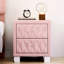 Table de chevet en velours rose avec 2 tiroirs, cristal et boutons - Design pour tiroirs de rangement pour chambre à coucher-397138631