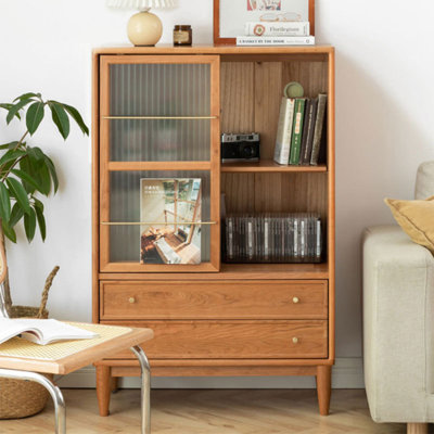 Glass Sliding Door Accent Cabinet