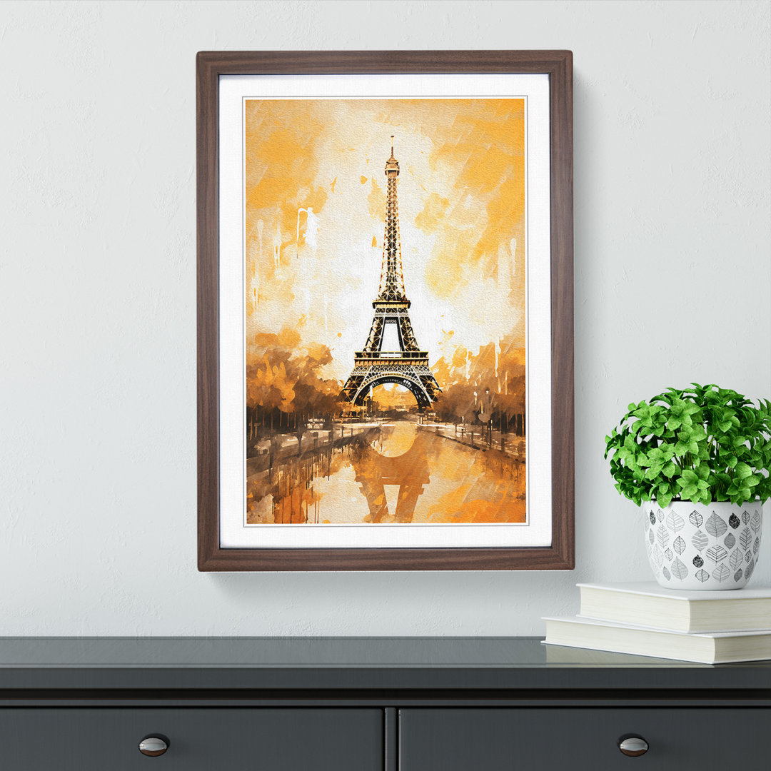 Eiffel Tower Gestural No.2 - Single Picture Frame Print on Wood