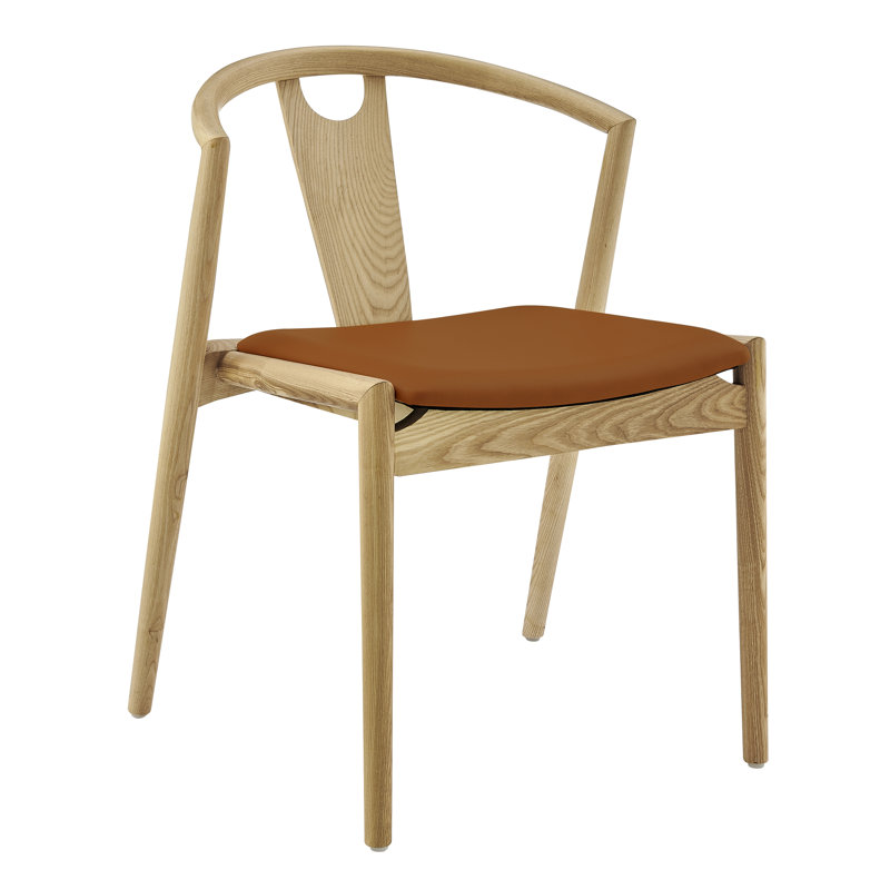 Chaise en cuir Ambra, Similicuir brun foncé / structure naturelle, 1