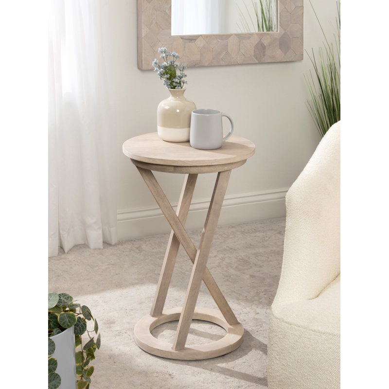 Table à plante en bois massif Altman Cruz, Blanc