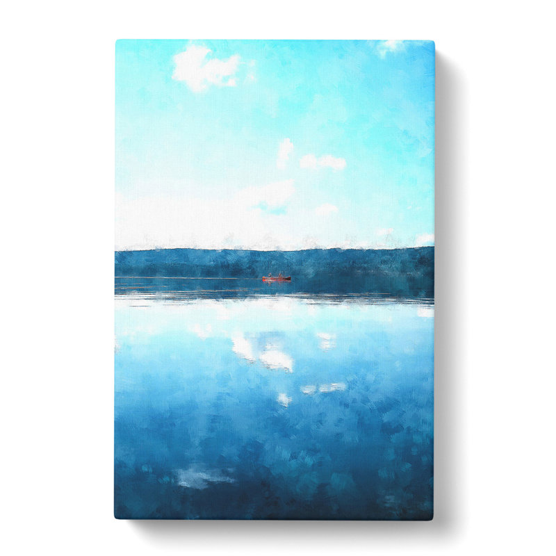 Red Kayak On A Lake In Sweden - Wrapped Canvas, 91cm H x 60cm W x 3cm D