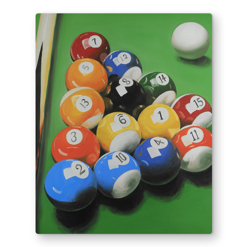 Pool Table with Ball Formation - Hyperrealist Metal Print Decor