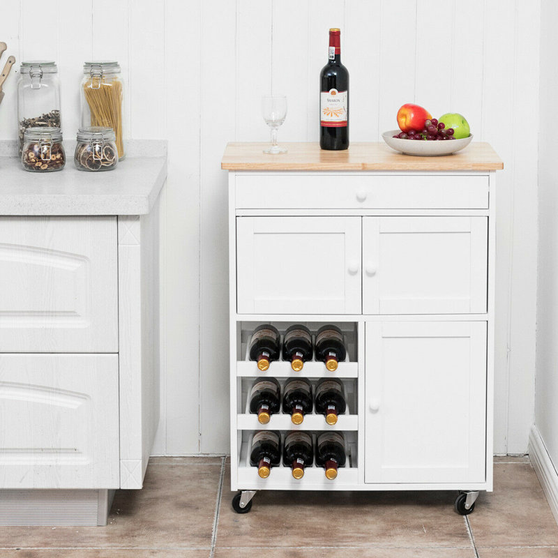 Yamna Wood Bar Cart, White
