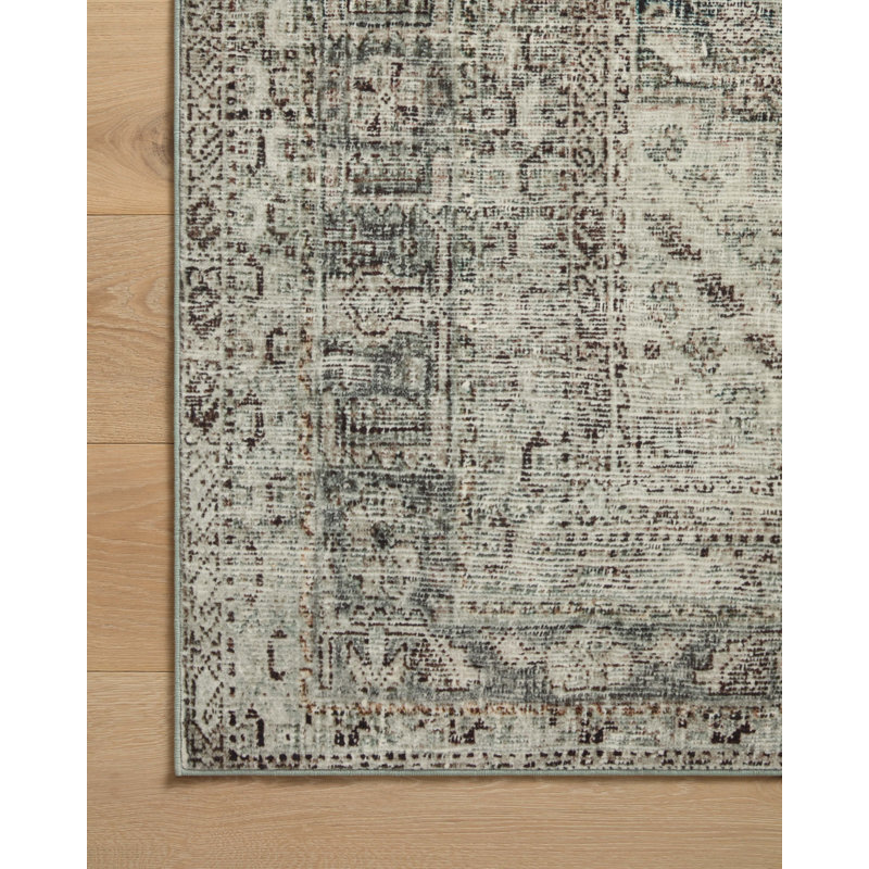Sinclair Natural Sage 5' x 7' Washable Synthetic Area Rug
