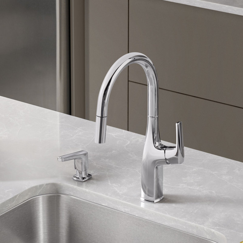 Rivana High-Arc Pull-Down Dual-Spray Kitchen Faucet - Chrome, Polished Chrome