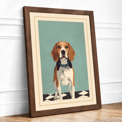 Dignified Beagle Mid-Century - Framed Print